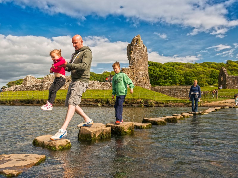 Stepping stones outside Ogmore Castle